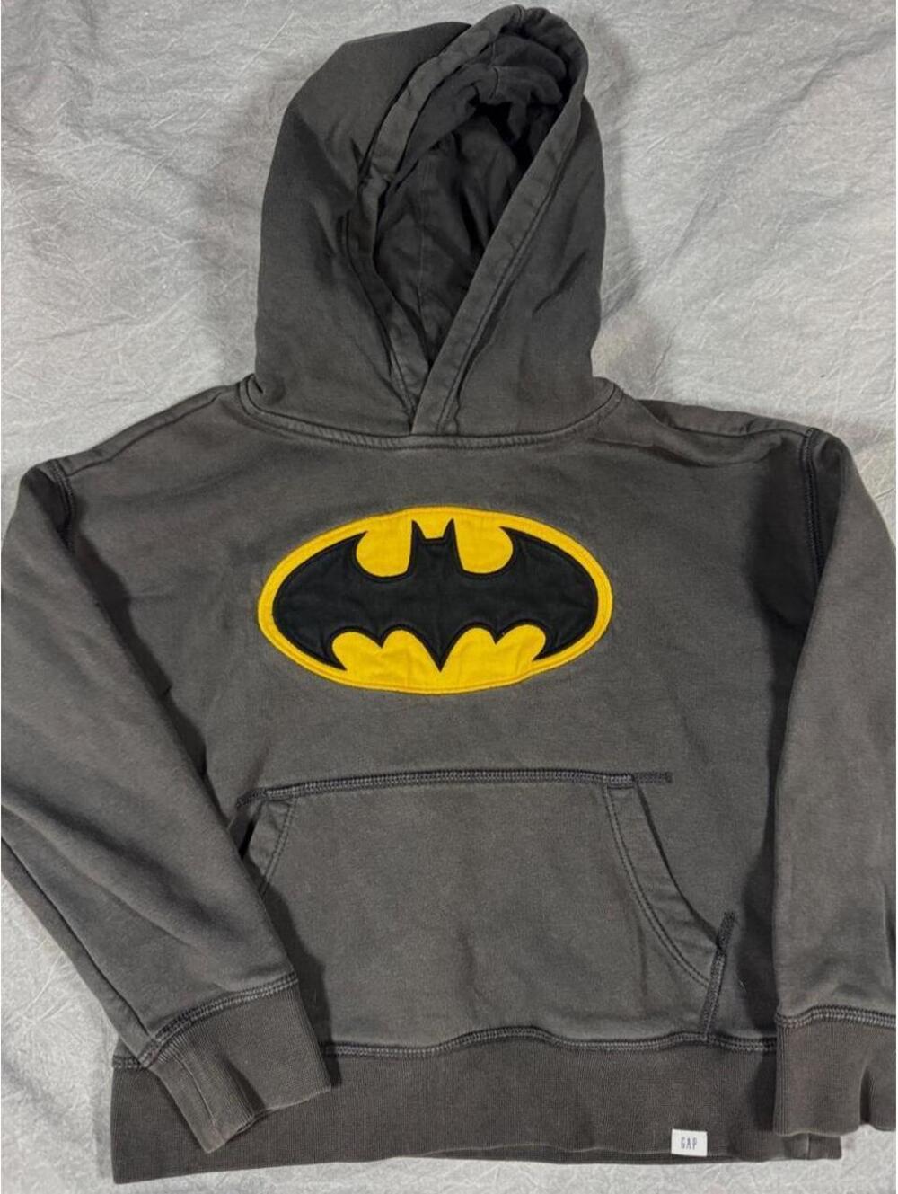 Gap Kids DC Batman Appliqué Hoodie Youth Small 6-7 Heavyweight Black Sweatshirt